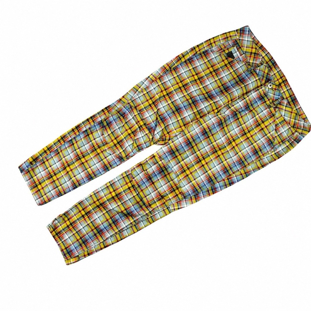 G-Star RAW 5622 3D Mid Boyfriend Plaid Womens 32 Yellow Tartan Elwood Jeans